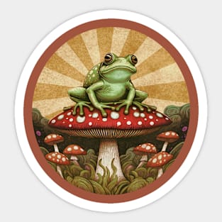 Frog on a Toadstool Sticker